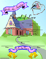 decorative marriage license - a chapel of love theme